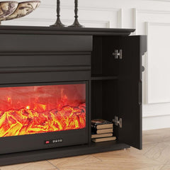 Modern Engineered Wood TV Stand With Electric Fireplace