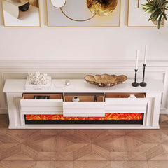 Modern Engineered Wood TV Stand With Electric Fireplace