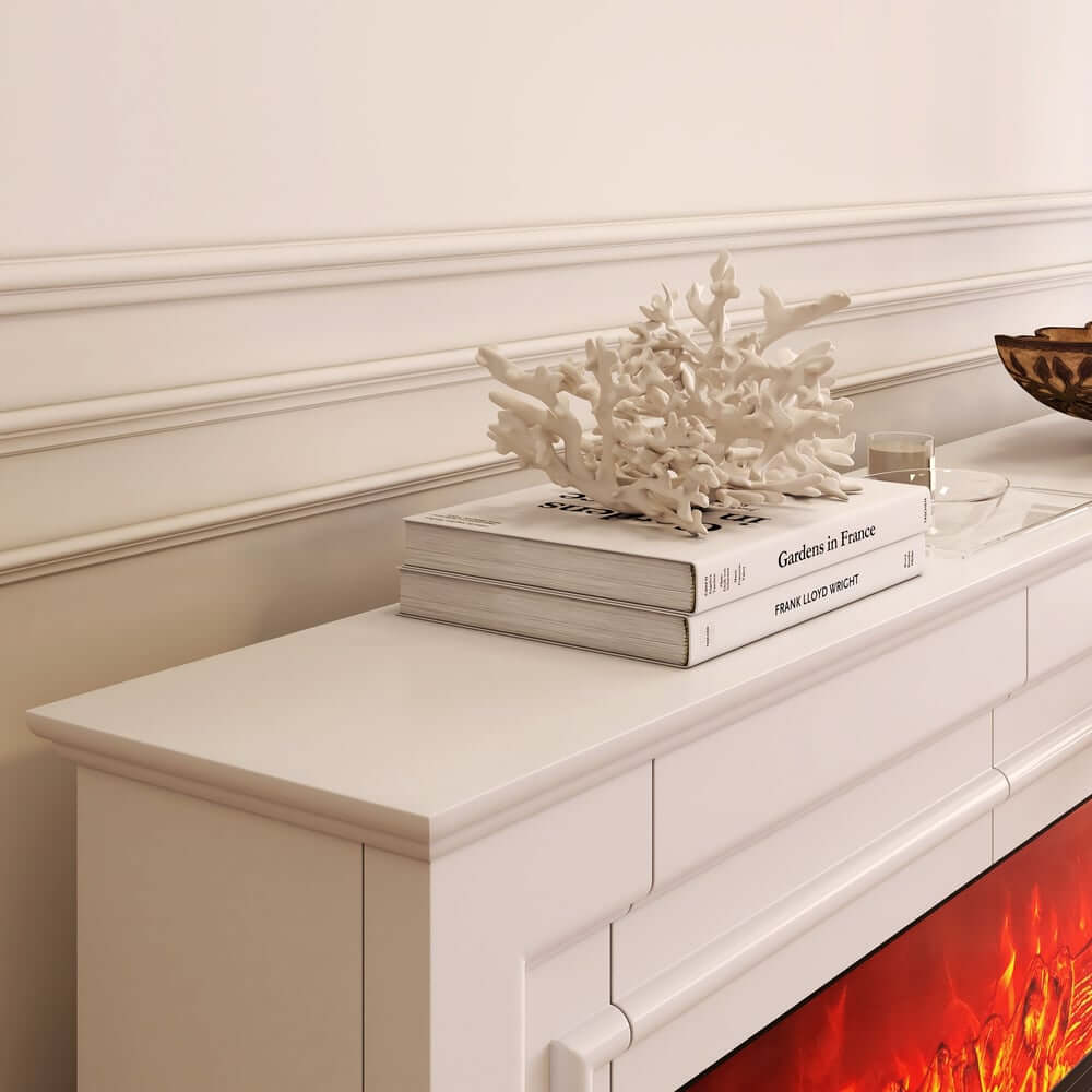 Modern Engineered Wood TV Stand With Electric Fireplace