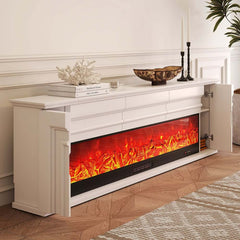 Modern Engineered Wood TV Stand With Electric Fireplace