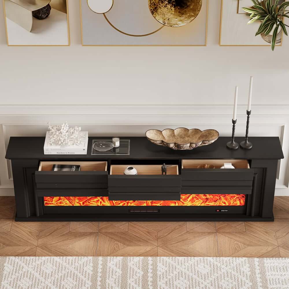 Modern Engineered Wood TV Stand With Electric Fireplace