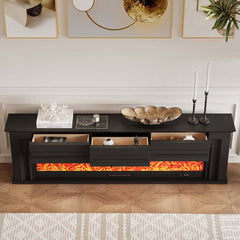 Modern Engineered Wood TV Stand With Electric Fireplace