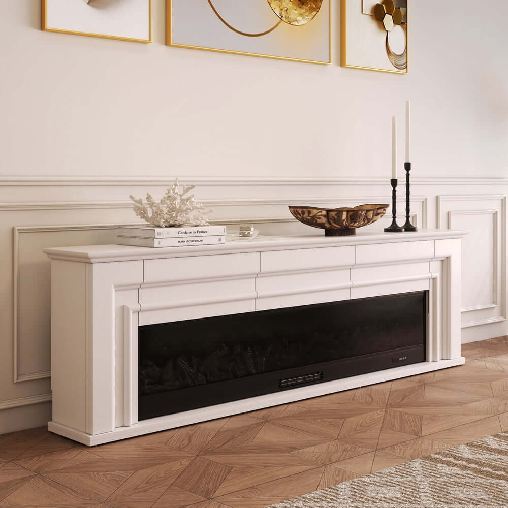 Modern Engineered Wood TV Stand With Electric Fireplace