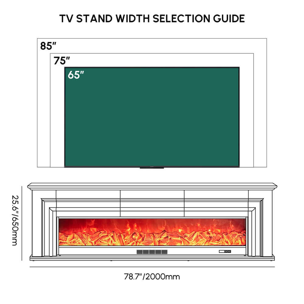 Modern Engineered Wood TV Stand With Electric Fireplace Dimensions