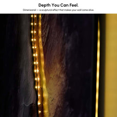 Modern Engineered Wood Wall Art with LED Lighting and Stone Texture