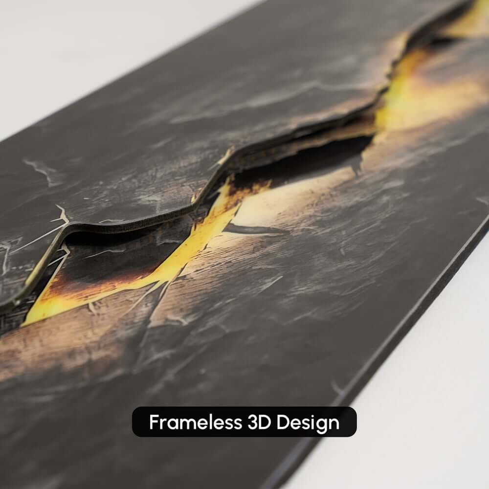 Modern Engineered Wood Wall Art with LED Lighting and Stone Texture