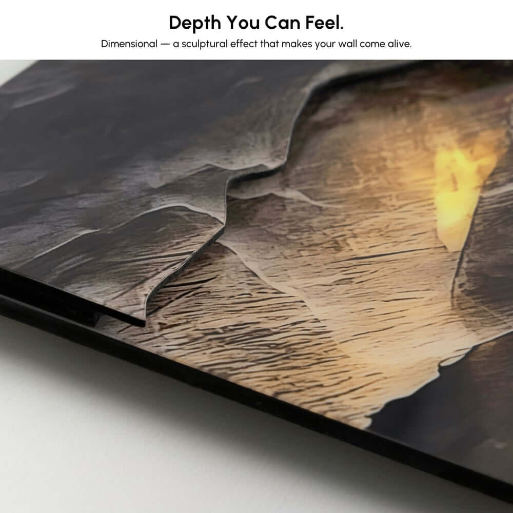 Modern Engineered Wood Wall Art with LED Lighting and Stone Texture