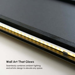 Modern Engineered Wood Wall Art with LED Lighting and Stone Texture
