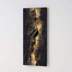 Modern Engineered Wood Wall Art with LED Lighting and Stone Texture