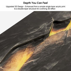 Modern Engineered Wood Wall Art with LED Lighting and Stone Texture