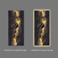 Modern Engineered Wood Wall Art with LED Lighting and Stone Texture