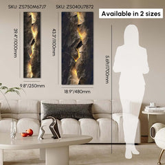 Modern Engineered Wood Wall Art with LED Lighting and Stone Texture Dimensions