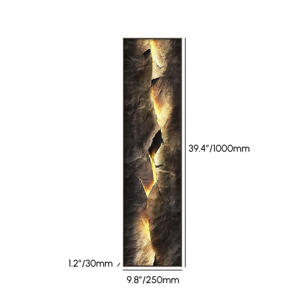Modern Engineered Wood Wall Art with LED Lighting and Stone Texture Dimensions