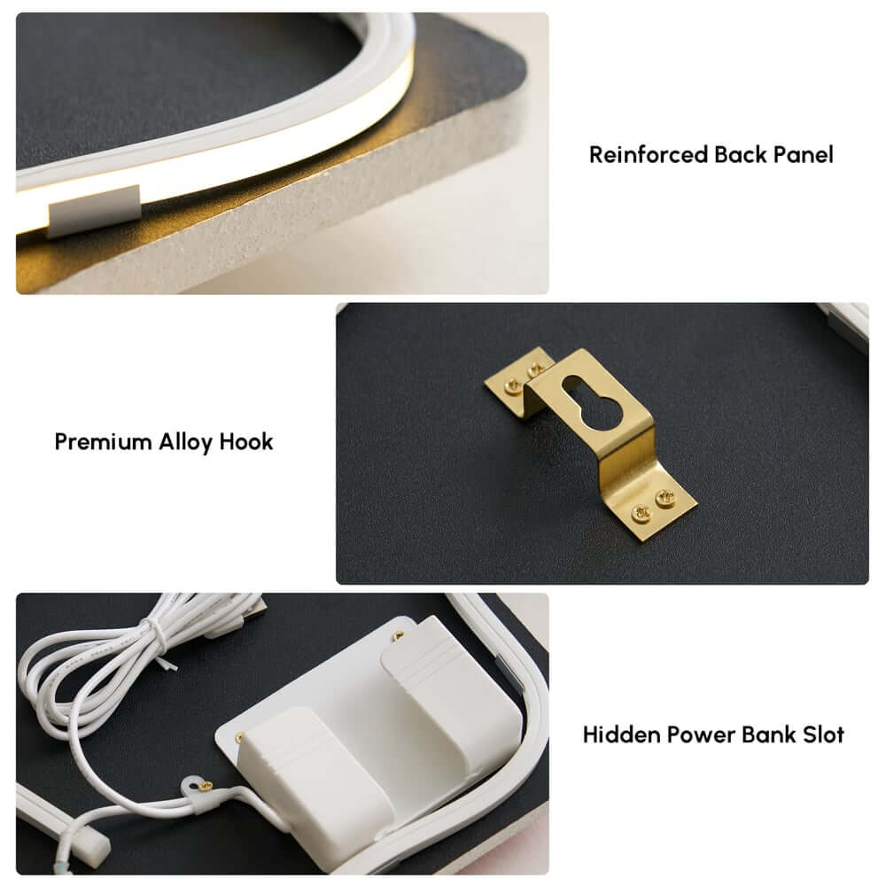 Modern Engineered Wood Wall Clock with LED Lighting and Faux Greenery