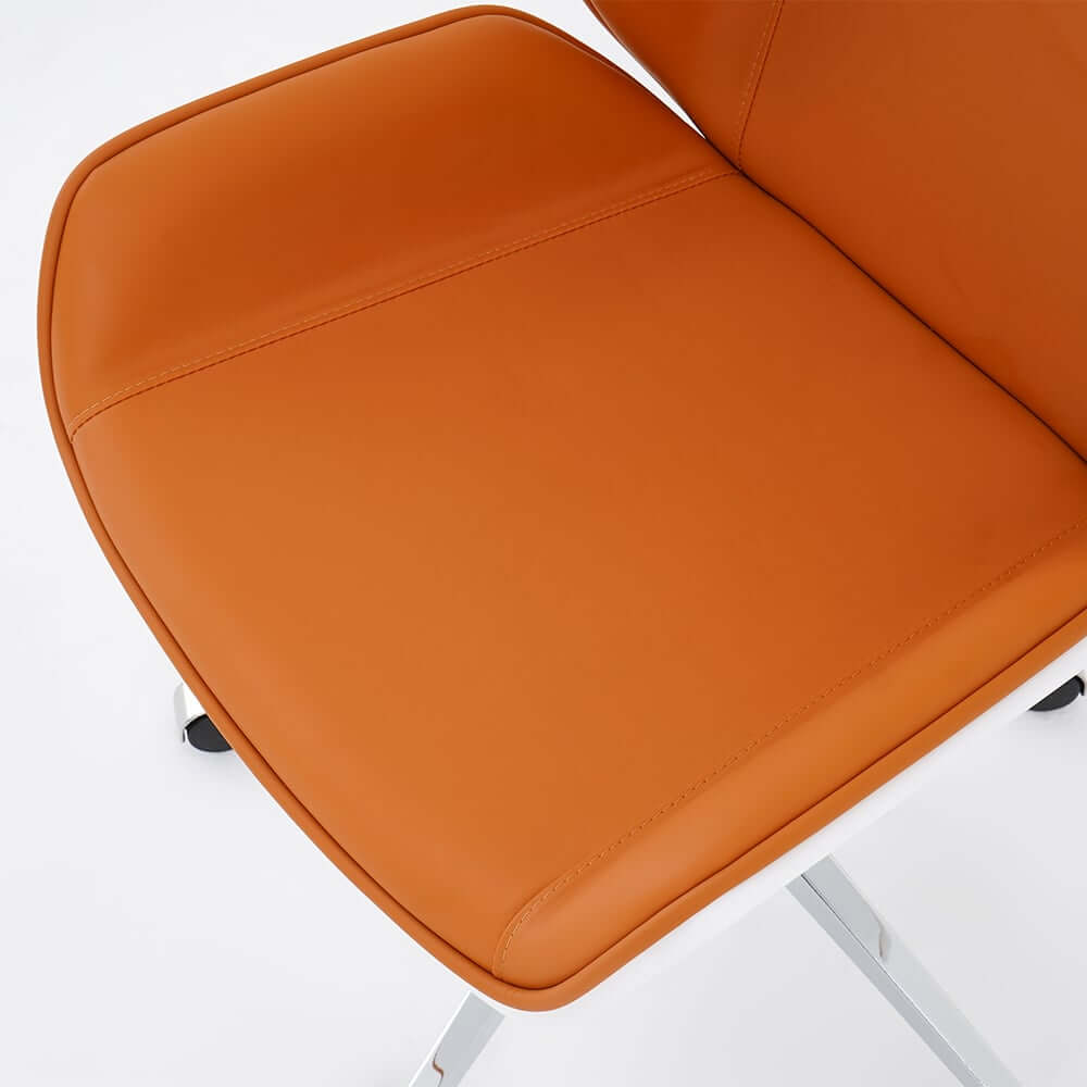 Modern Executive Chair in Faux Leather with Walnut Back