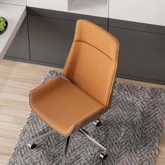 Modern Executive Chair in Faux Leather with Walnut Back