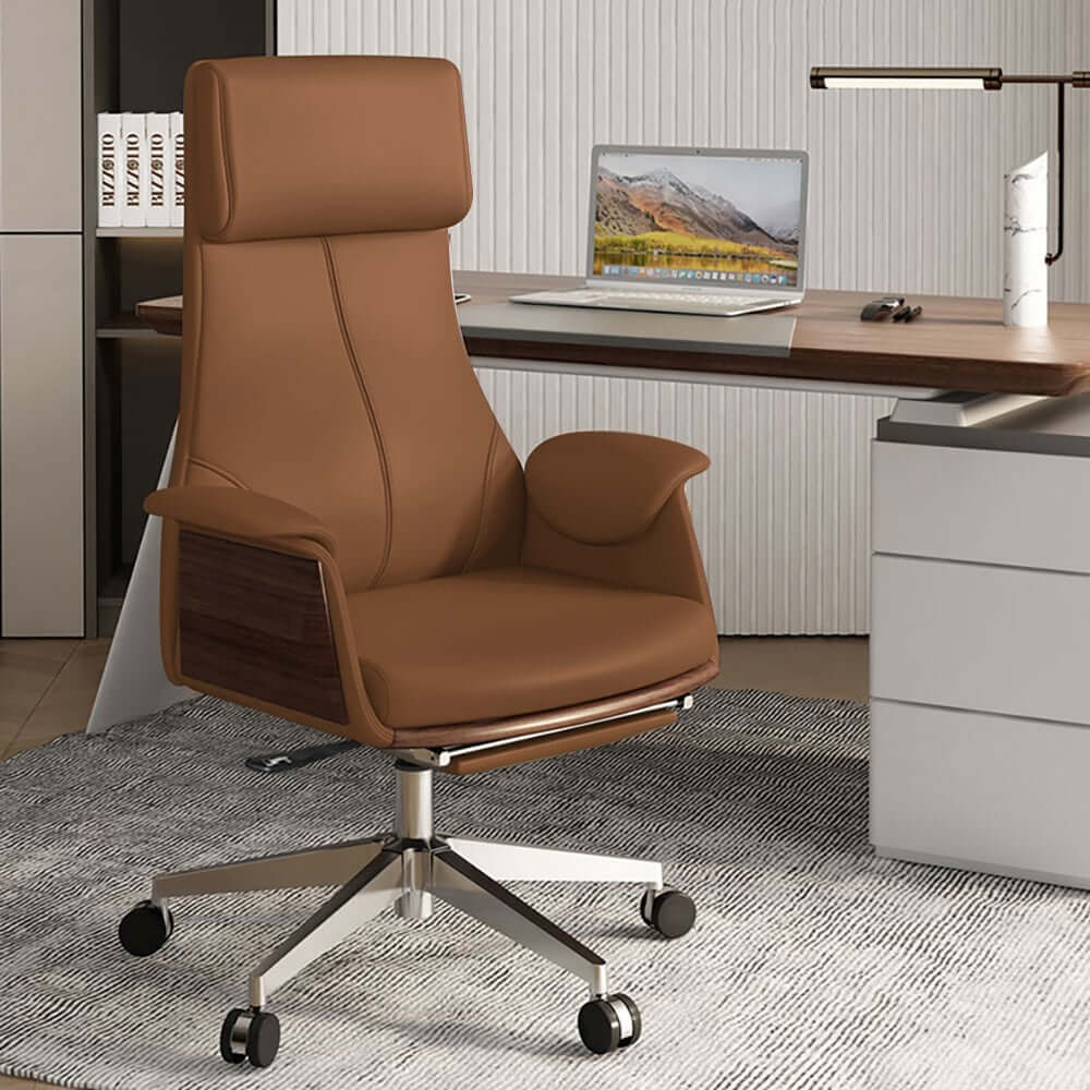 Modern Executive Chair with Adjustable Height and Faux Leather Upholstery