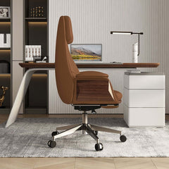 Modern Executive Chair with Adjustable Height and Faux Leather Upholstery