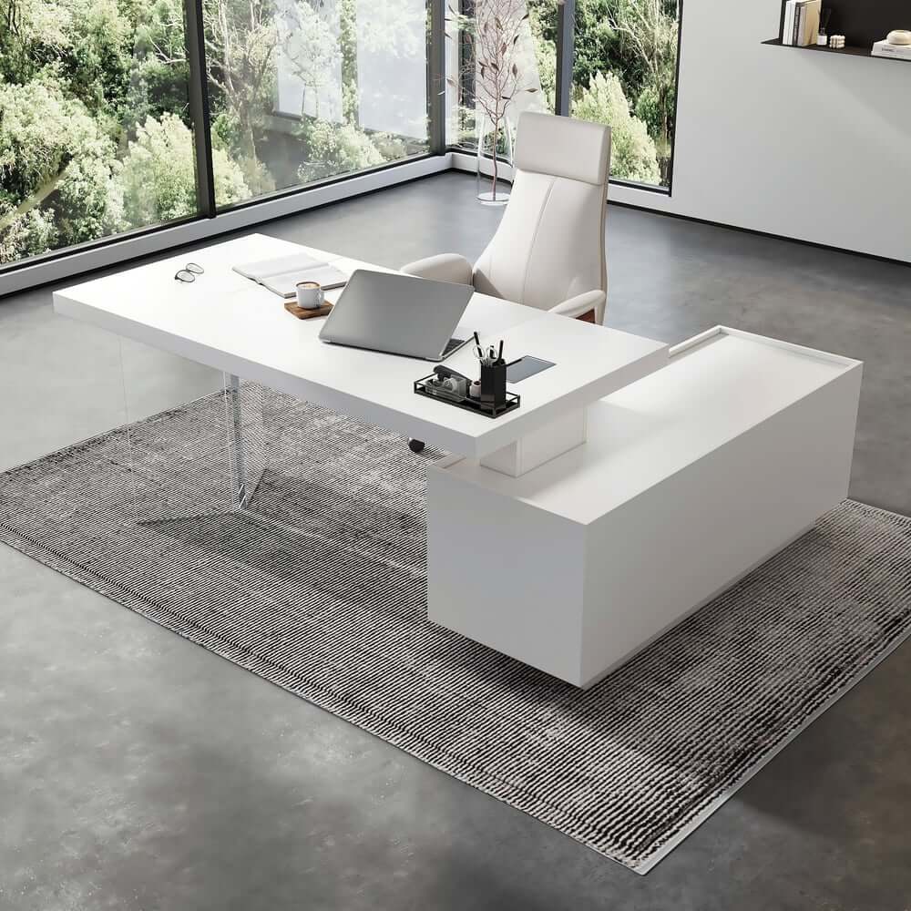 Modern Executive Chair with Adjustable Height and Faux Leather Upholstery