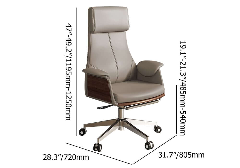 Modern Executive Chair with Adjustable Height and Faux Leather Upholstery Dimensions