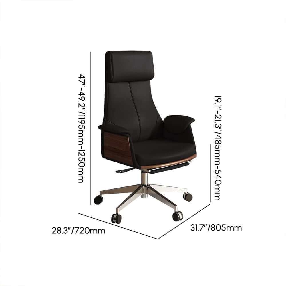 Modern Executive Chair with Adjustable Height and Faux Leather Upholstery Dimensions