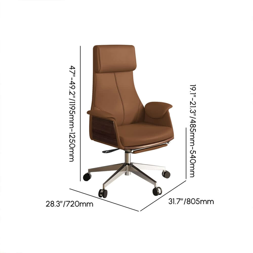 Modern Executive Chair with Adjustable Height and Faux Leather Upholstery Dimensions