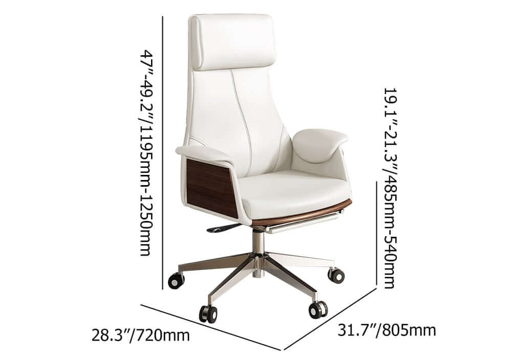 Modern Executive Chair with Adjustable Height and Faux Leather Upholstery Dimensions