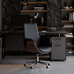 Modern Executive Chair with Faux Leather Upholstery and Adjustable Height