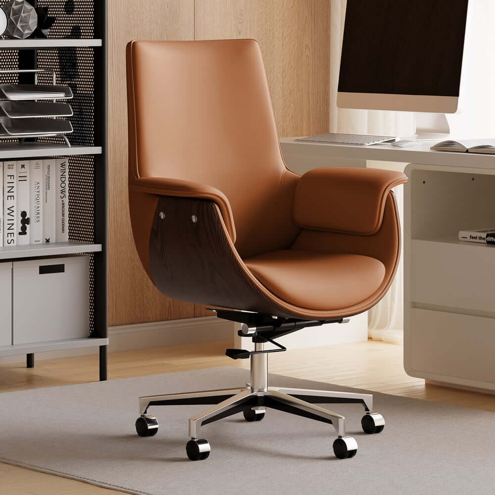 Modern Executive Chair with Faux Leather Upholstery and Adjustable Height