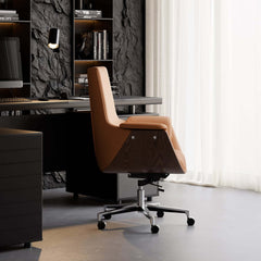 Modern Executive Chair with Faux Leather Upholstery and Adjustable Height