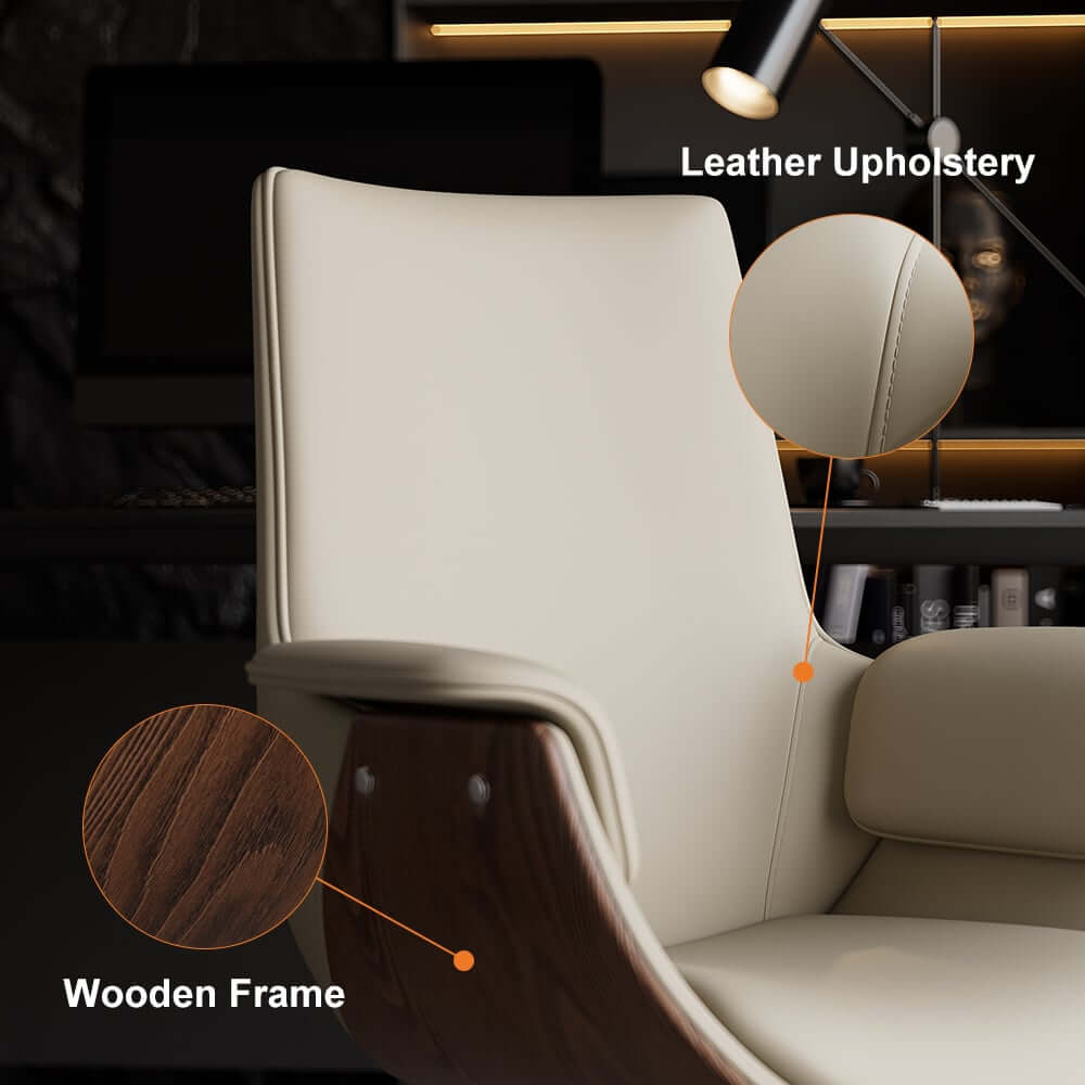 Modern Executive Chair with Faux Leather Upholstery and Adjustable Height