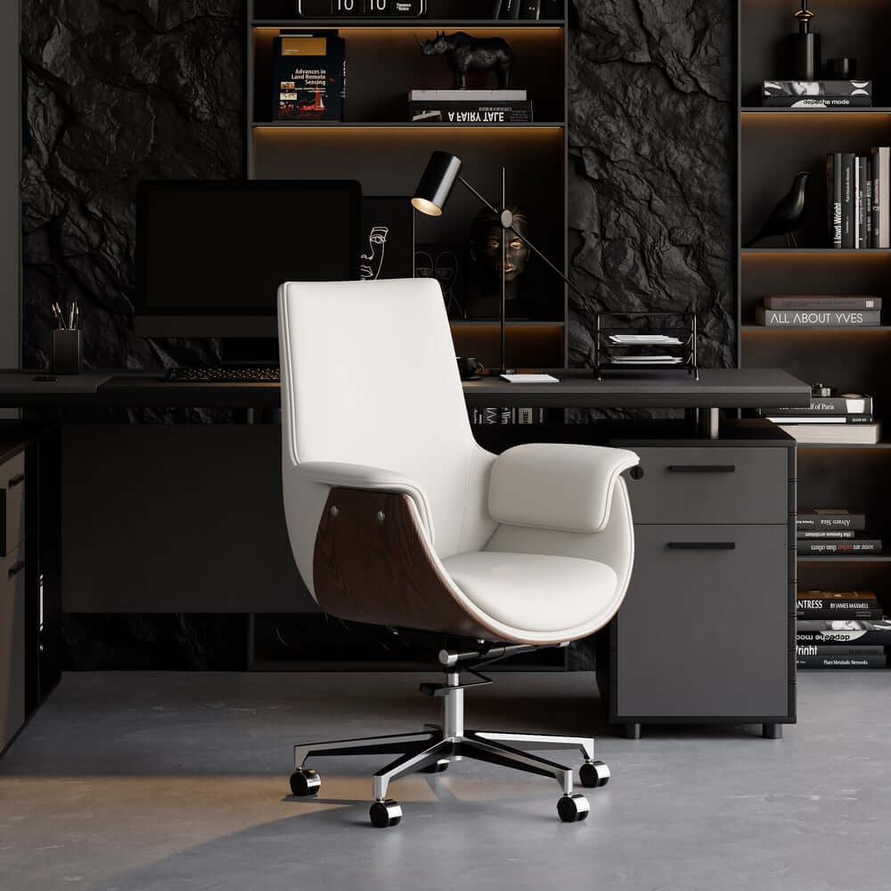Modern Executive Chair with Faux Leather Upholstery and Adjustable Height