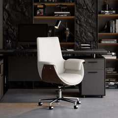 Modern Executive Chair with Faux Leather Upholstery and Adjustable Height