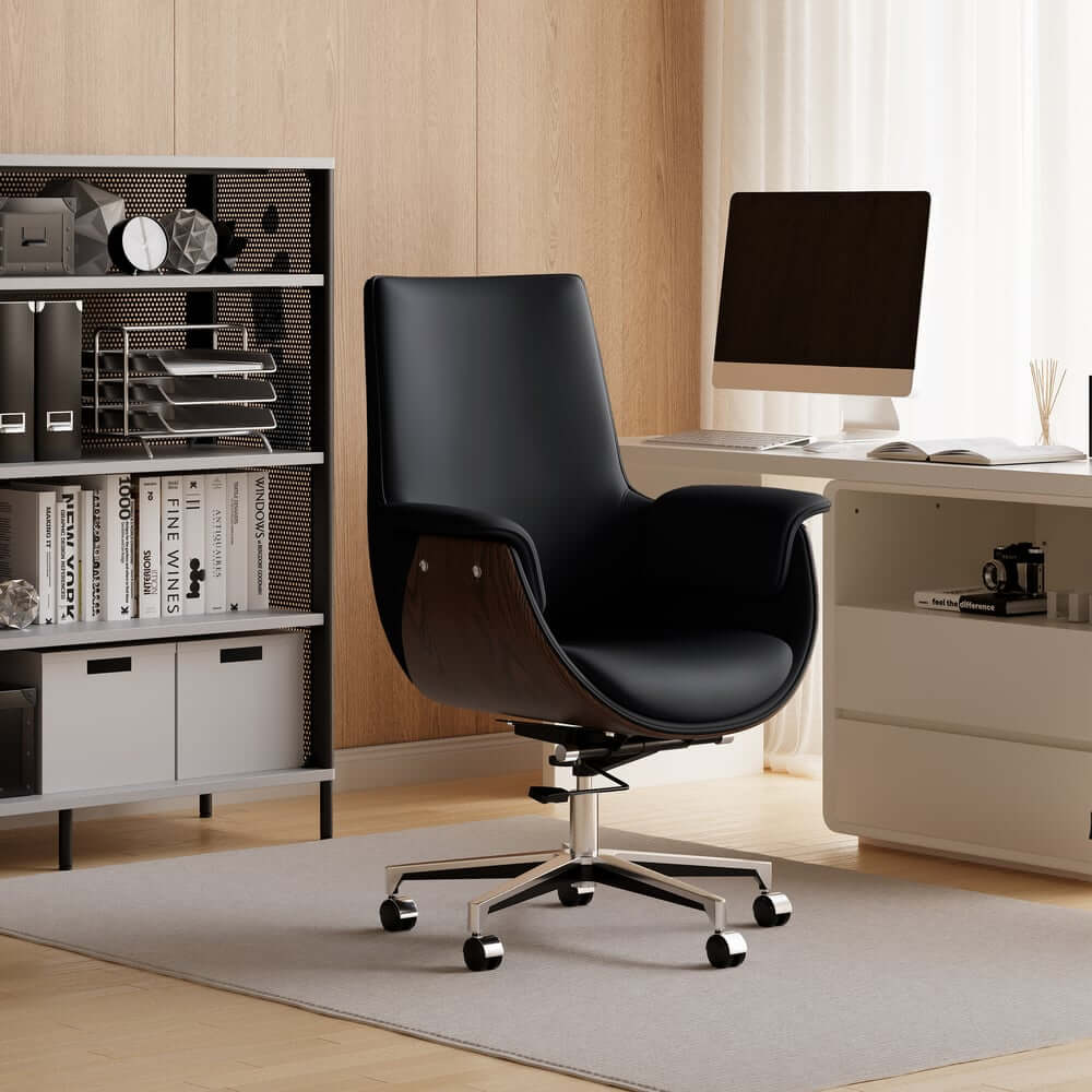 Modern Executive Chair with Faux Leather Upholstery and Adjustable Height