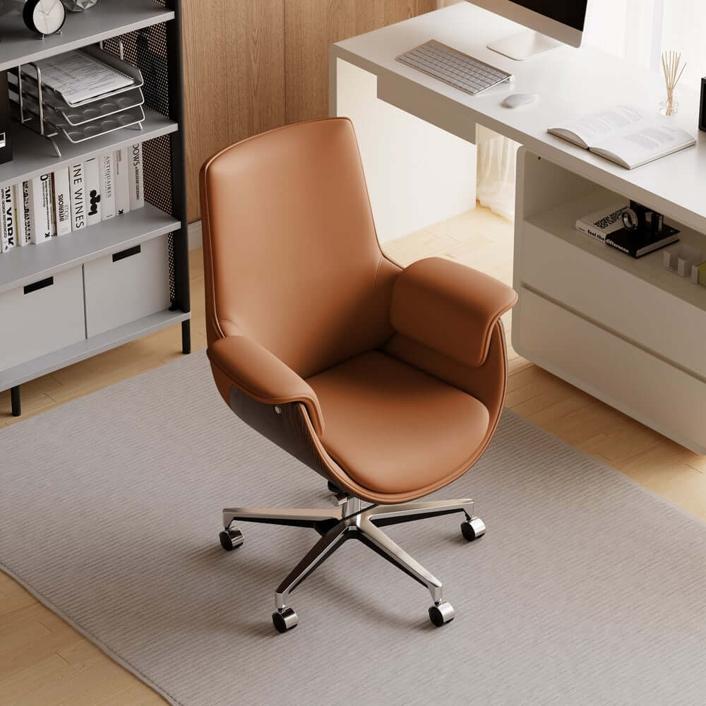 Modern Executive Chair with Faux Leather Upholstery and Adjustable Height