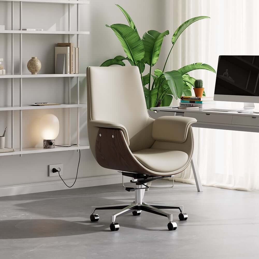 Modern Executive Chair with Faux Leather Upholstery and Adjustable Height