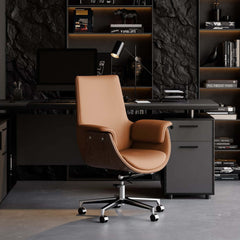 Modern Executive Chair with Faux Leather Upholstery and Adjustable Height