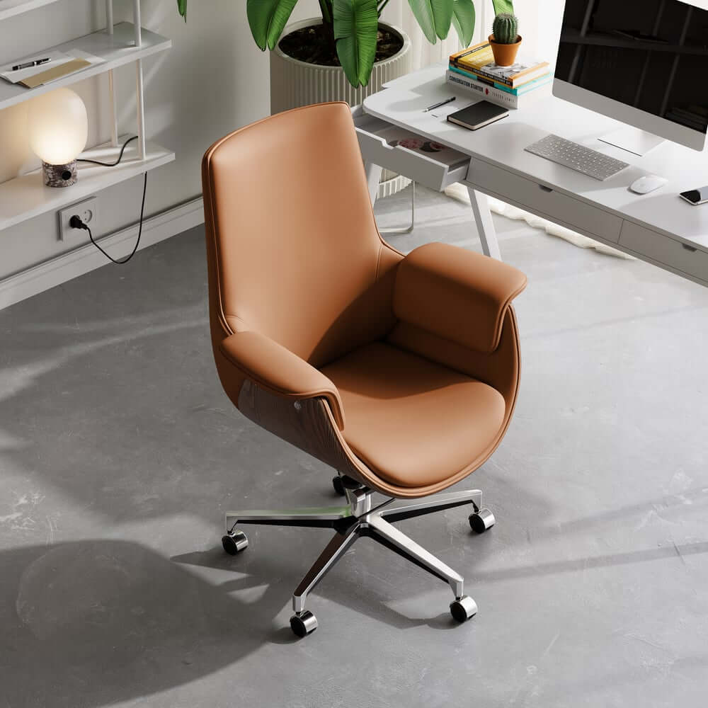 Modern Executive Chair with Faux Leather Upholstery and Adjustable Height