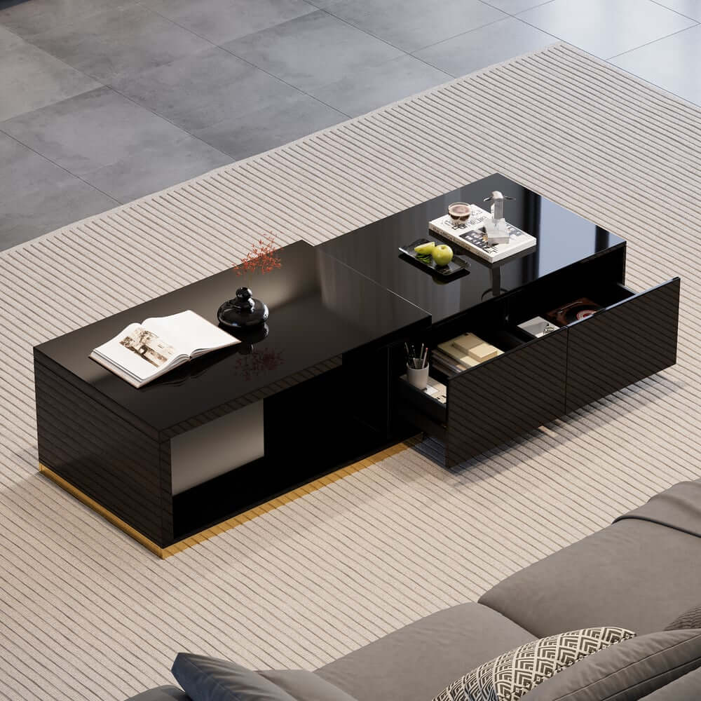 Modern Extendable Coffee Table With Gold Base
