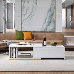 Modern Extendable Coffee Table With Gold Base