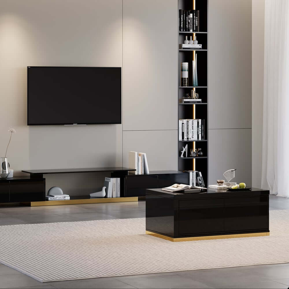 Modern Extendable Coffee Table With Gold Base