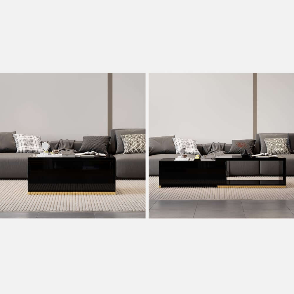 Modern Extendable Coffee Table With Gold Base