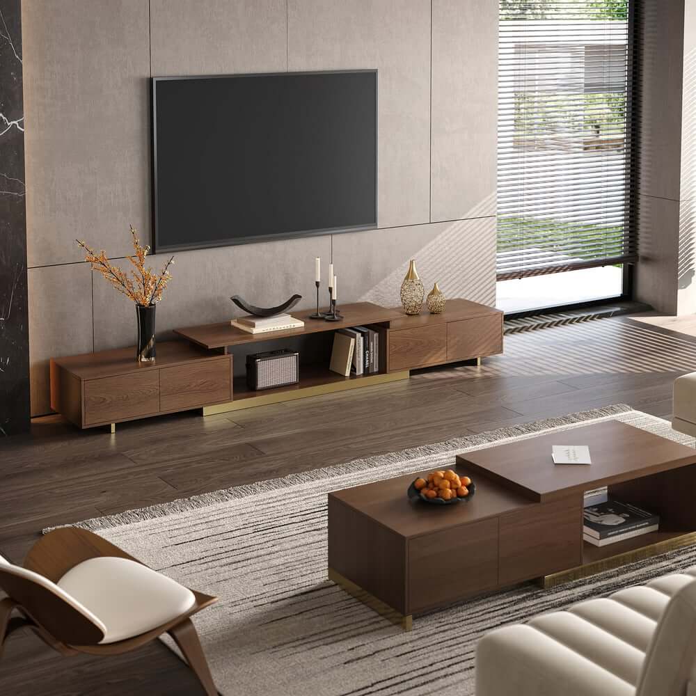 Modern Extendable Coffee Table With Gold Base