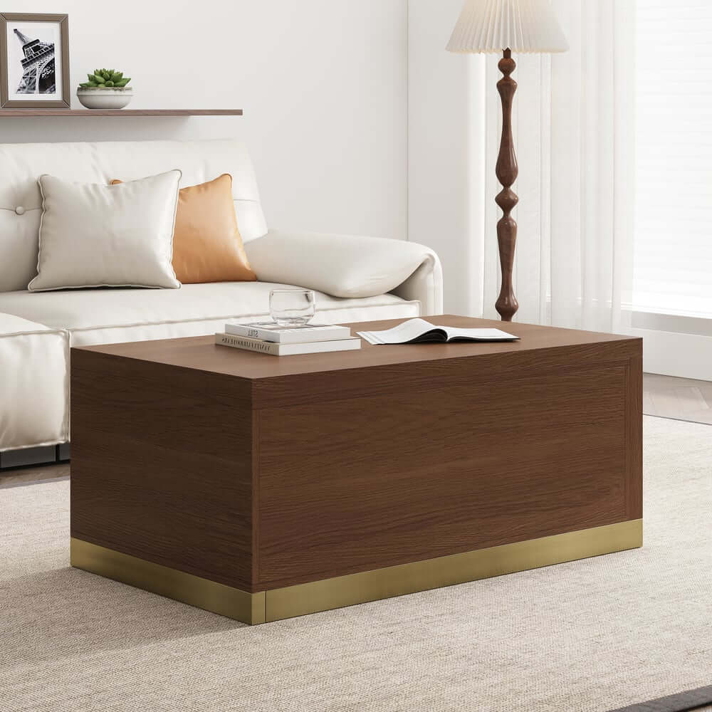 Modern Extendable Coffee Table With Gold Base