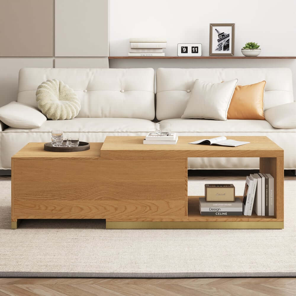 Modern Extendable Coffee Table With Gold Base