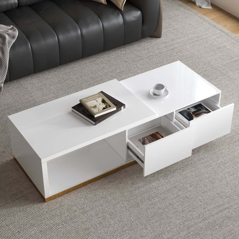 Modern Extendable Coffee Table With Gold Base