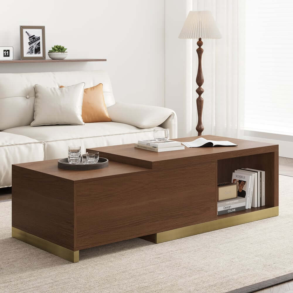 Modern Extendable Coffee Table With Gold Base