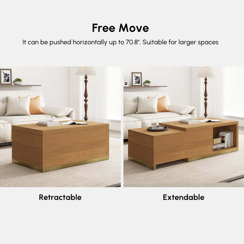 Modern Extendable Coffee Table With Gold Base