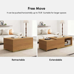Modern Extendable Coffee Table With Gold Base