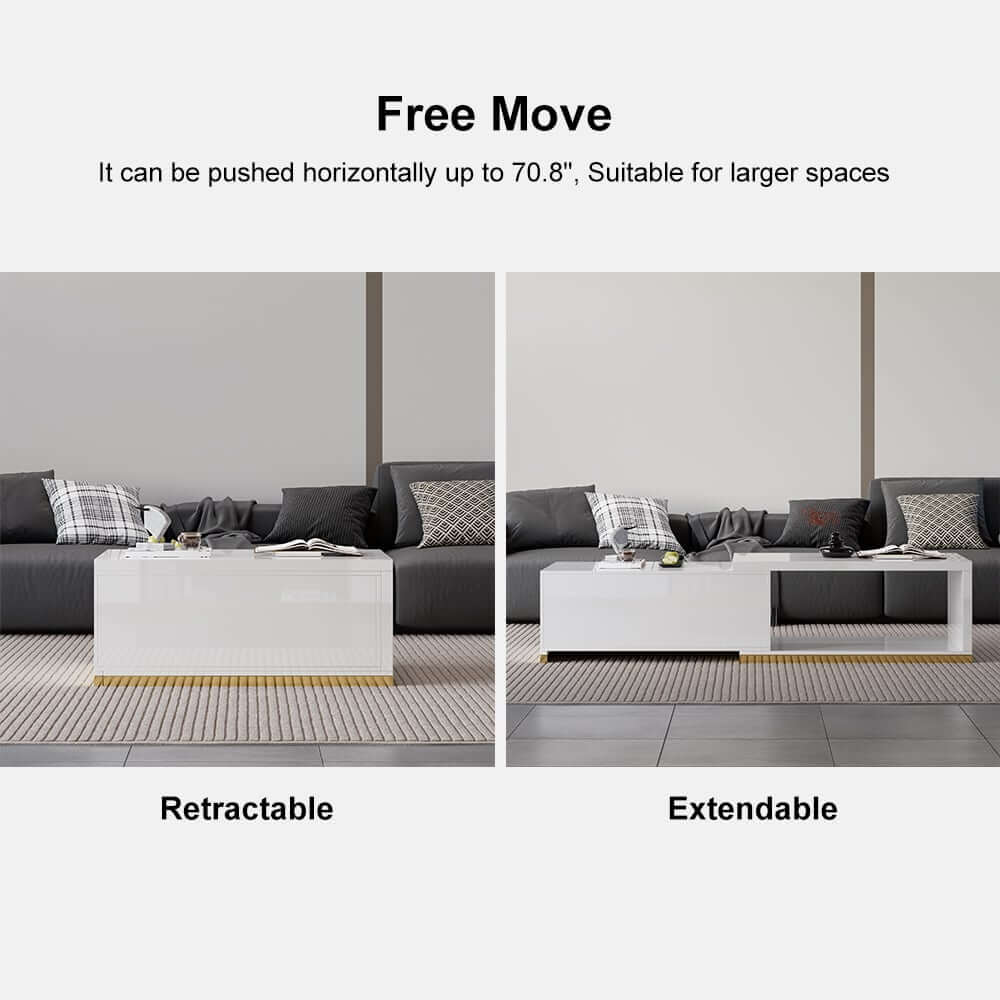 Modern Extendable Coffee Table With Gold Base